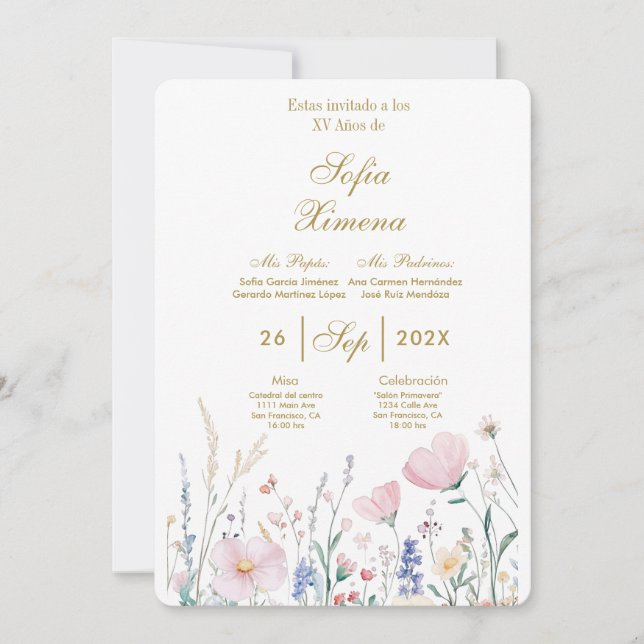 Invitación de quinceañera élégante invitation (Devant)