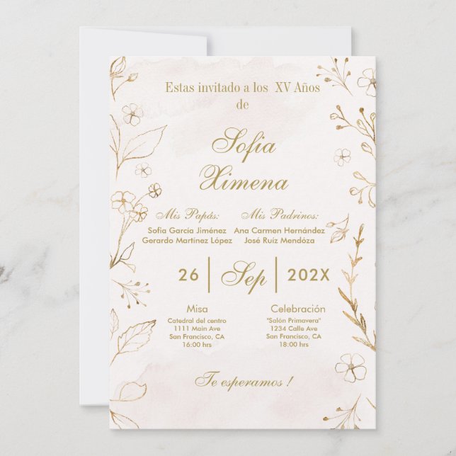 Invitación de quinceañera elegante  invitation (Front)