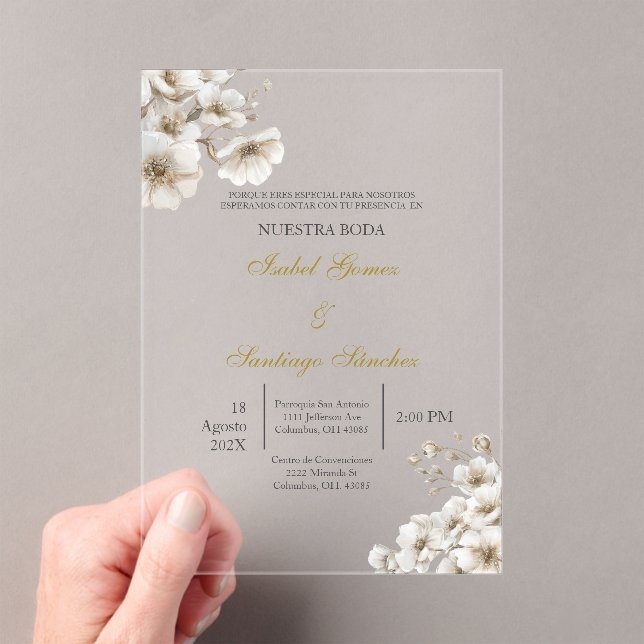 Invitación en Español para  boda Acrylic Invitations (Insitu (Handheld))