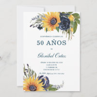 Invitación Girasoles Para 50 Años de Vida