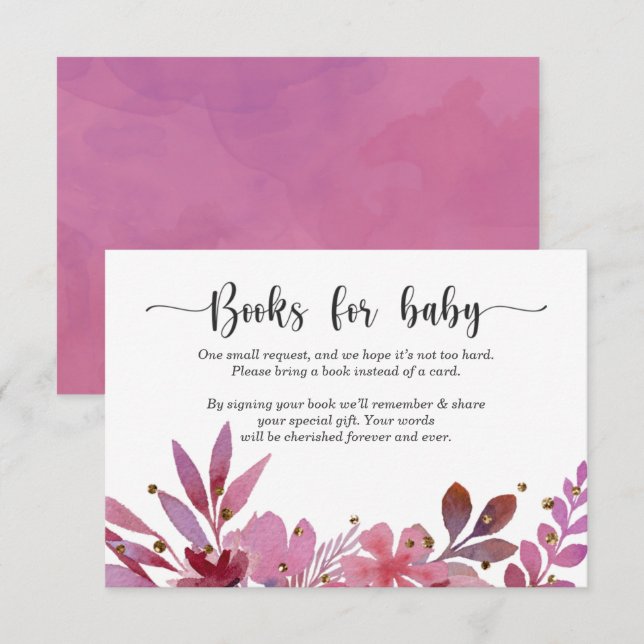 Invitación Lila and Gold Confetti Girl books for b Invitation (Front/Back)