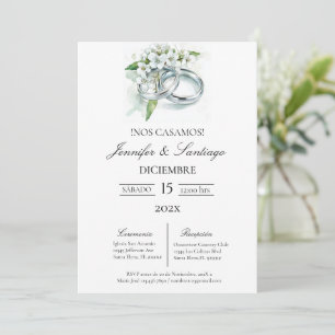 Invitación minimalista con anillo para boda invitation