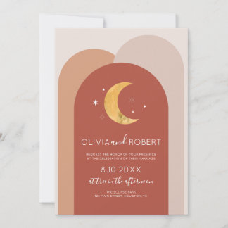 Invitación Modern Boho Moon Wedding Invitation