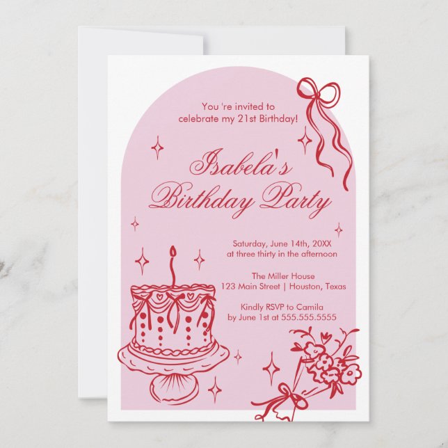 Invitación Modern girly doodle Birthday Invitation (Devant)