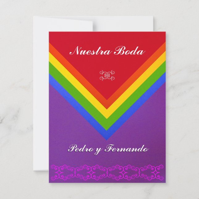 Invitación - Nuestra Boda - Bandera del arcoiris Invitation (Front)