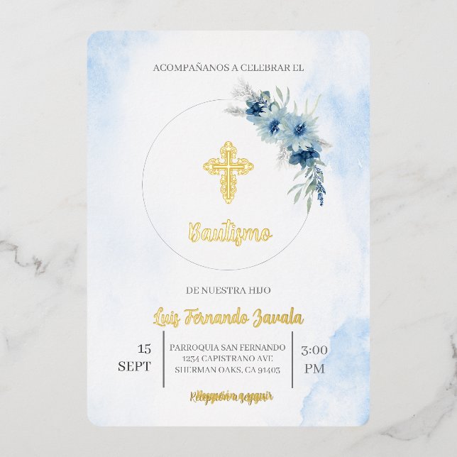 Invitación para bautismo de niño  (Front)