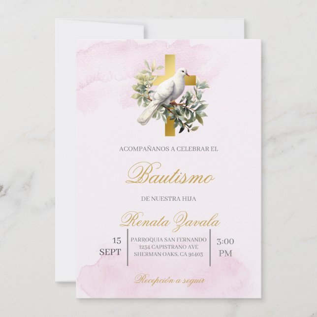 Invitación para bautismo  invitation (Front)