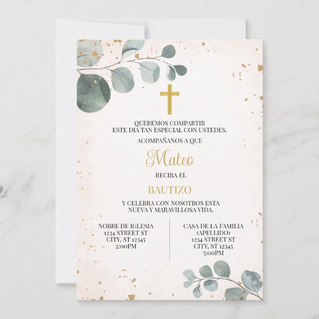 INVITACION PARA EVENTO RELIGIOSO DE NINO  INVITATION (Front)