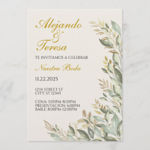 Invitacion Para Evento Verde Con Dorado Invitation