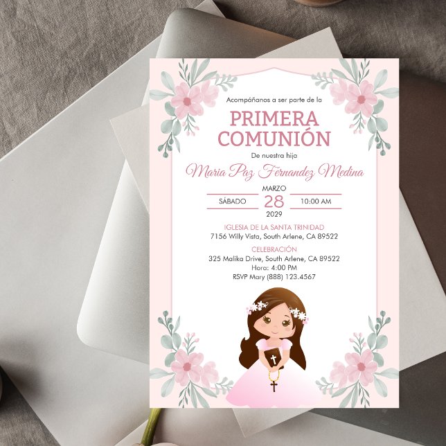 Invitacion Primera Comunion Girl First Communion Invitation (Creator Uploaded)