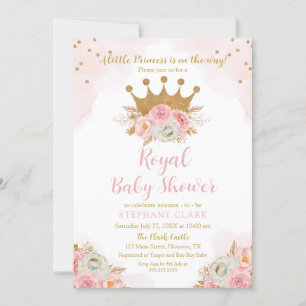 Invitación Princess Floral Pink & Gold Baby Shower Invitation