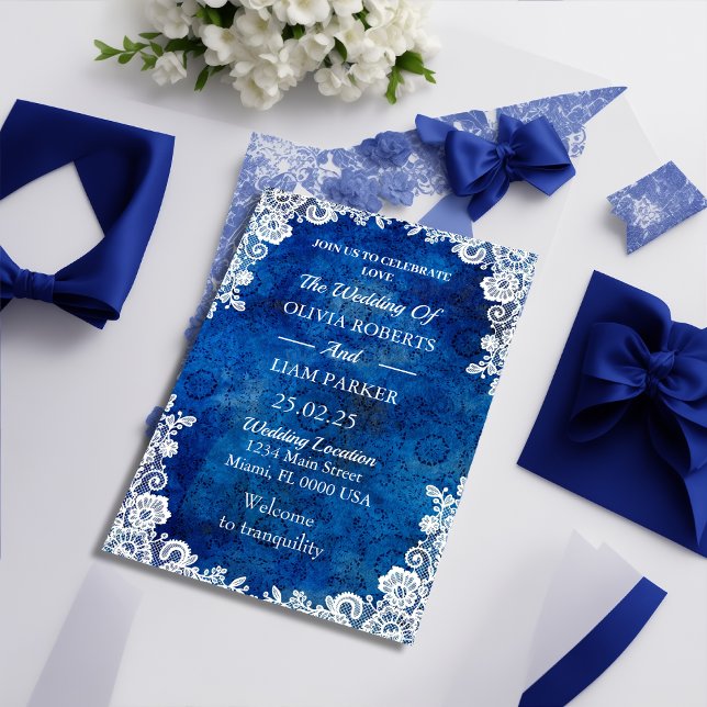 Invitación Royal Blue Ocean Faire-part de mariage  (Créateur téléchargé)