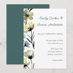 Invitación Sage Green & Soft Yellow Botanical Wedd Invitation
