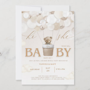 Invitación Teddy Bear in a Basket Gender Reveal, B Invitation