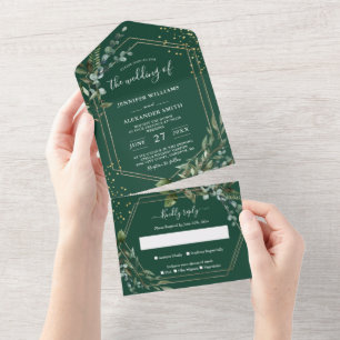 Invitación Todo En Uno elegant eucalyptus wedding All In One Invitation