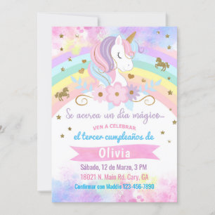 Invitación Unicorn head birthday invitation, Span Invitation
