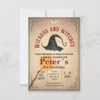 Invitación Wizard School Themed Birthday Party Inv Invitation
