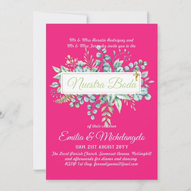 Invitaciones De Boda Baratas HOJAS Modernas (Front)