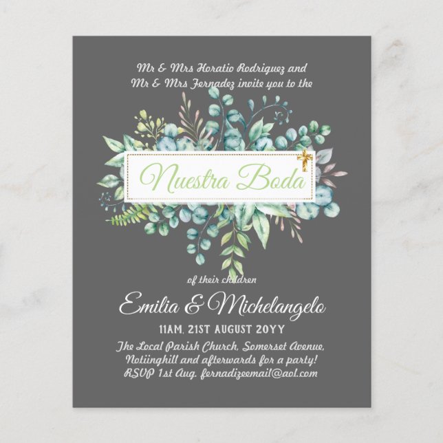 Invitaciones De Boda Baratas HOJAS Modernas (Front)