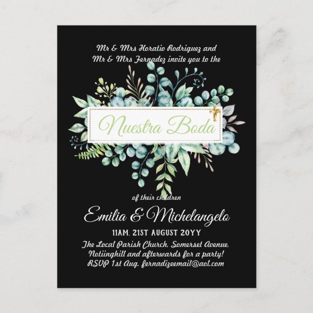 Invitaciones De Boda Baratas HOJAS Modernas Postcard (Front)