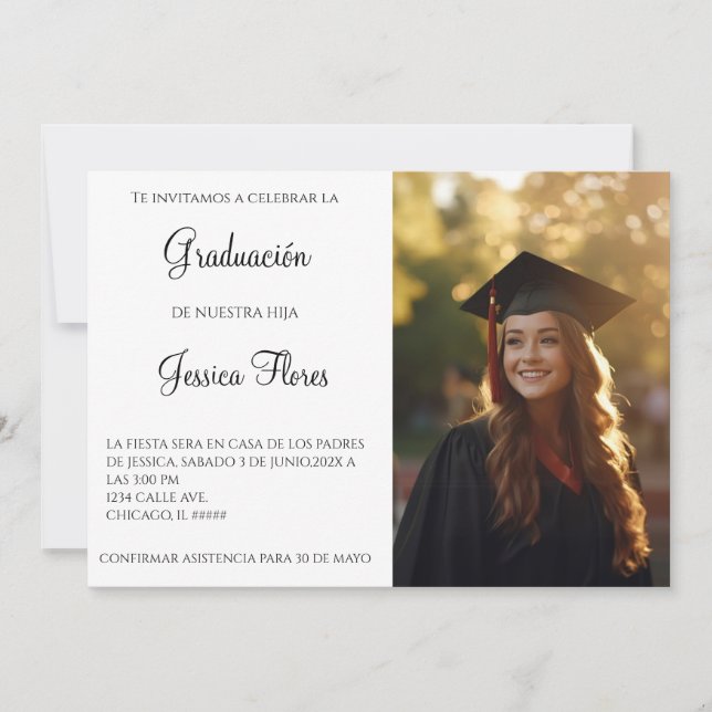 Invitaciónn de graduación con foto invitation (Front)