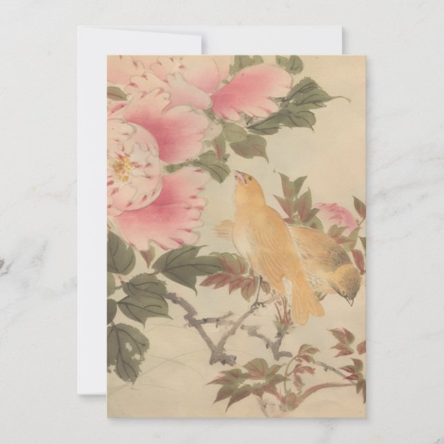 INVITATION 美しい花と鳥の絵　ビンテージアート　日本画 (Devant)