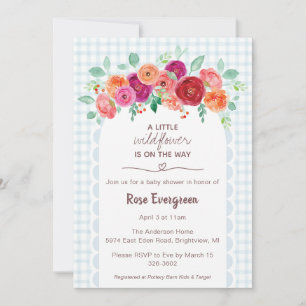 Invitation 001 Ciel Bleu Aquarelle Fleur Sauvage Baby Shower
