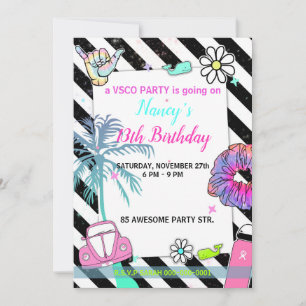 Invitation 001 Teenager girl's party vsco tendance thème