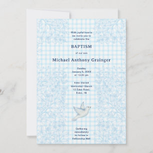 Invitation 002 Colombe Céruléenne Botanique Croisée Gingham B