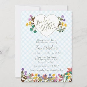 Invitation 002 Jardin Bleu Céleste au Coeur Floral Baby Showe