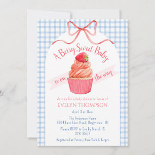 Invitation 003 Bleu Cobalt Baie Douce Fête de Bébé Fille Frai