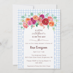 Invitation 003 Fête Prénatale Fleur Sauvage Aquarelle Bleu Co