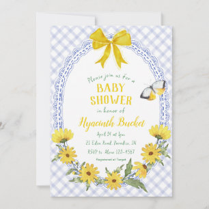 Invitation 004 Indigo Jaune Marguerite Nœud Papillon Gingham