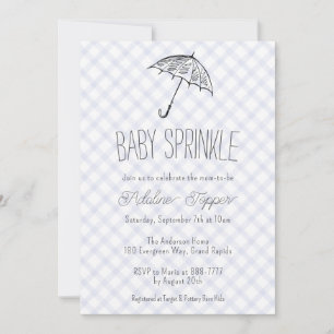 Invitation 004 Parapluie Moderne Bébé Sprinkle Gingham