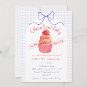 Invitation 005 Iris Baie Violette Douce Fraise Baby Shower