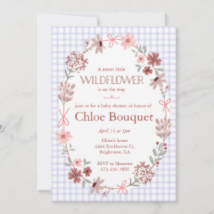 Invitation 005 Iris Fleur Sauvage Violette Ruban Gingham Baby