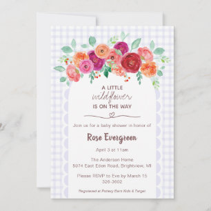 Invitation 005 Iris Violet Aquarelle Fête Prénatale Fleur Sau