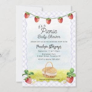 Invitation 005 Iris Violet Fraise Pique-nique Baby Shower