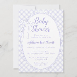 Invitation 005 Iris Violet Héritage à Dentelle Vichy Baby Sho