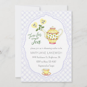 Invitation 005 Iris Violet Mignon Gingham Thé Party Baby Show