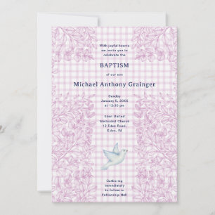 Invitation 006 Vin Colomb Botanique Gingham Baptême