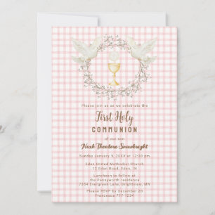 Invitation 007 Colombe Rouge & Calice Gingham Première Commun