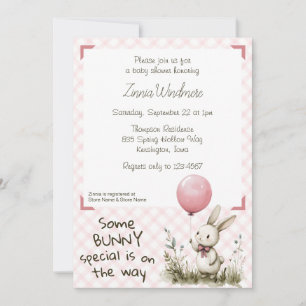 Invitation 008 Rose Pâle • Fête de Bébé Some Bunny Spécial