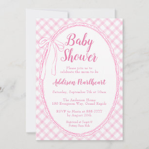 Invitation 009 Rose Fuchsia Broderie Anglaise Vichy Bébé Nais