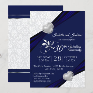 Invitation 00e anniversaire de coeur Conception - Marine et B