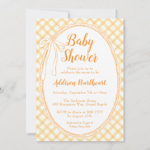 Invitation 010 Orange Ambre Gingham Dentelle Famille Baby Sho