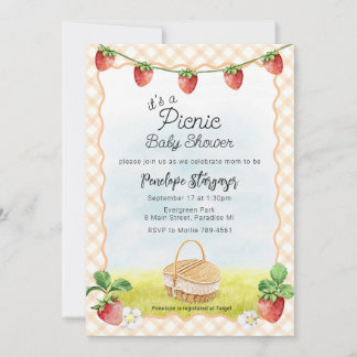 Invitation 012 Baby Shower Pique-nique aux fraises et orange