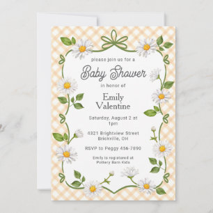 Invitation 012 Cuivre Rouille Floral Daisy Carreaux Baby Show