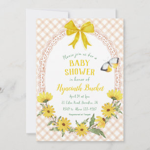 Invitation 014 Jaune Gingham Bow Latte Marguerite Baby Shower