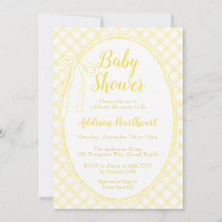 Invitation 015 Citron Gingham Dentelle Familiale Baby Shower